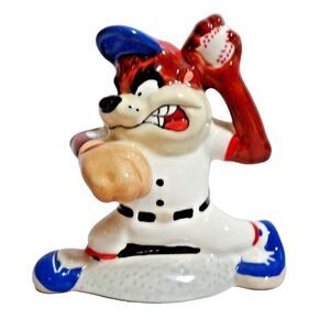Gibson Looney Tunes Taz Baseball Player Salt OR Pepper Shaker 2-Holes Ceramic